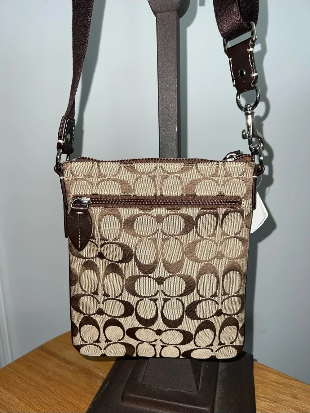 Coach Signature Swingpack Crossbody Bag – Khaki/Brown NWT